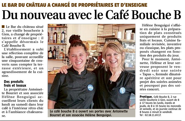 Café Bouche B journal de gien